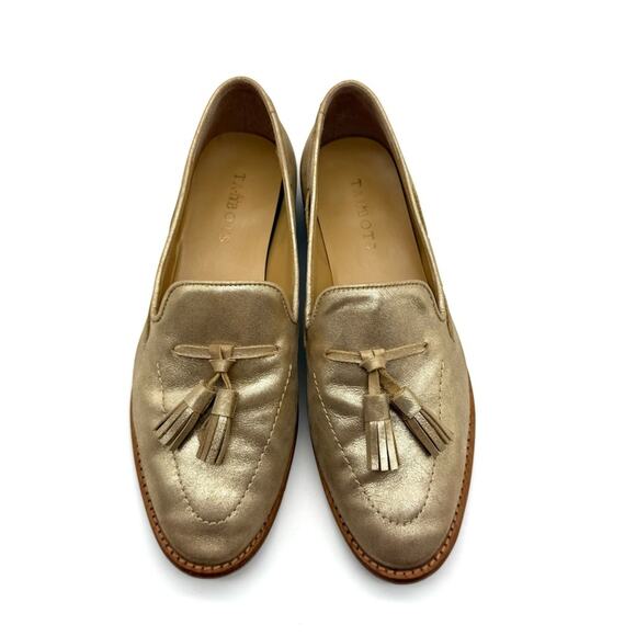 Talbots Leighton Tassel Loafers Gold Metallic Suede 8 - Picture 13 of 15
